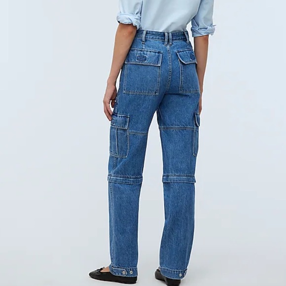 Madewell Baggy Straight Cargo Jeans in Thetford Wash: Zip-Off Edition NWT - Picture 4 of 5